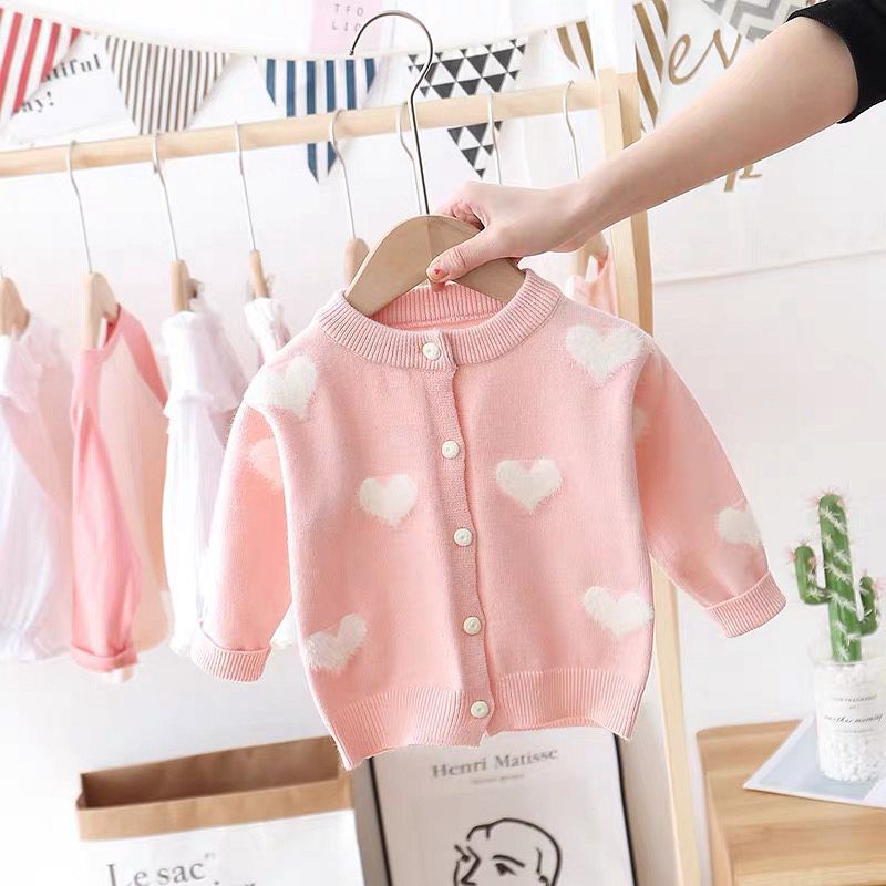 Girls Heart Knit Cardigan - Tokcobstore