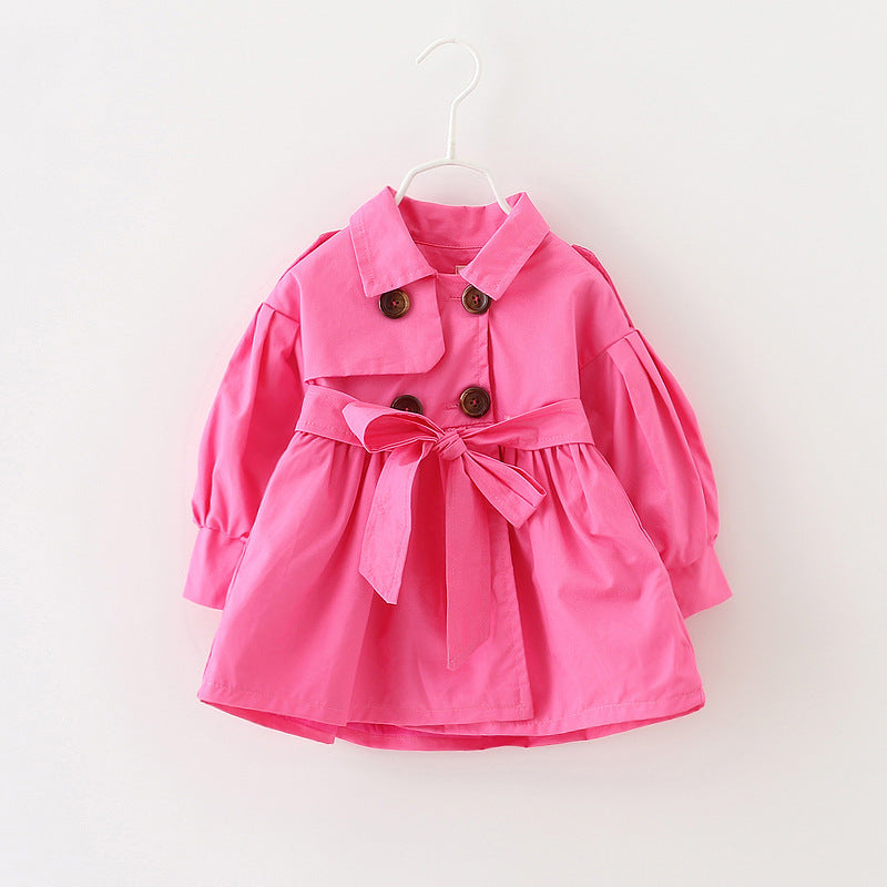 Double-breasted button trench coat belt trench coat skirt - Tokcobstore