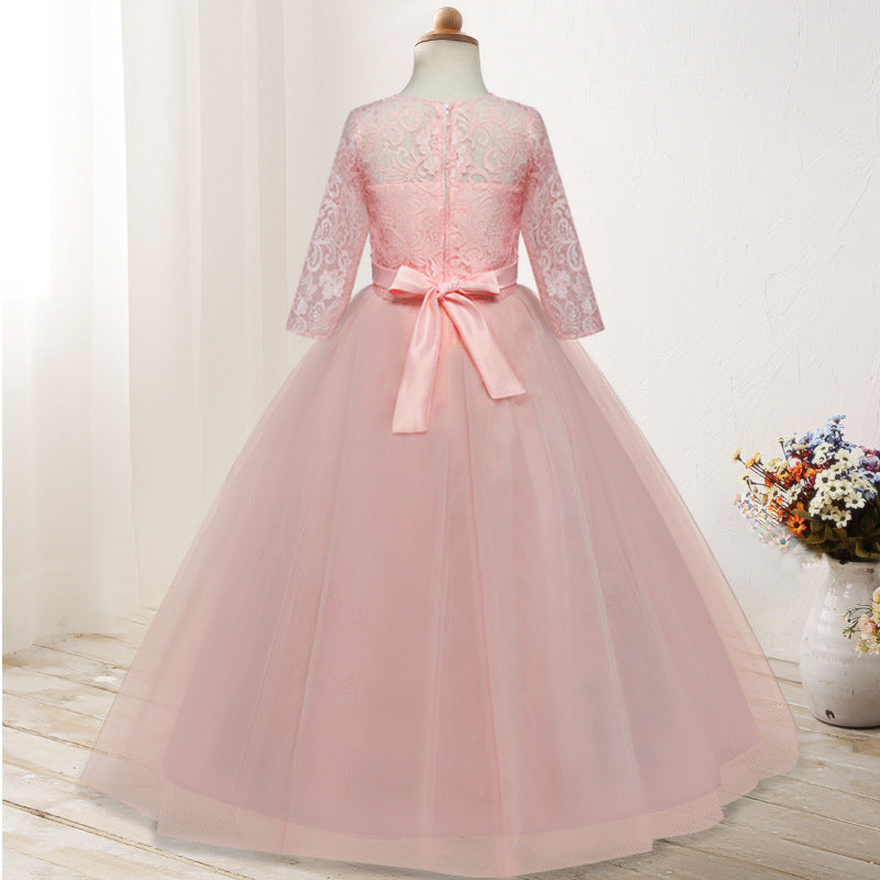 Children's dress long sleeve wedding flower girl skirt - Tokcobstore