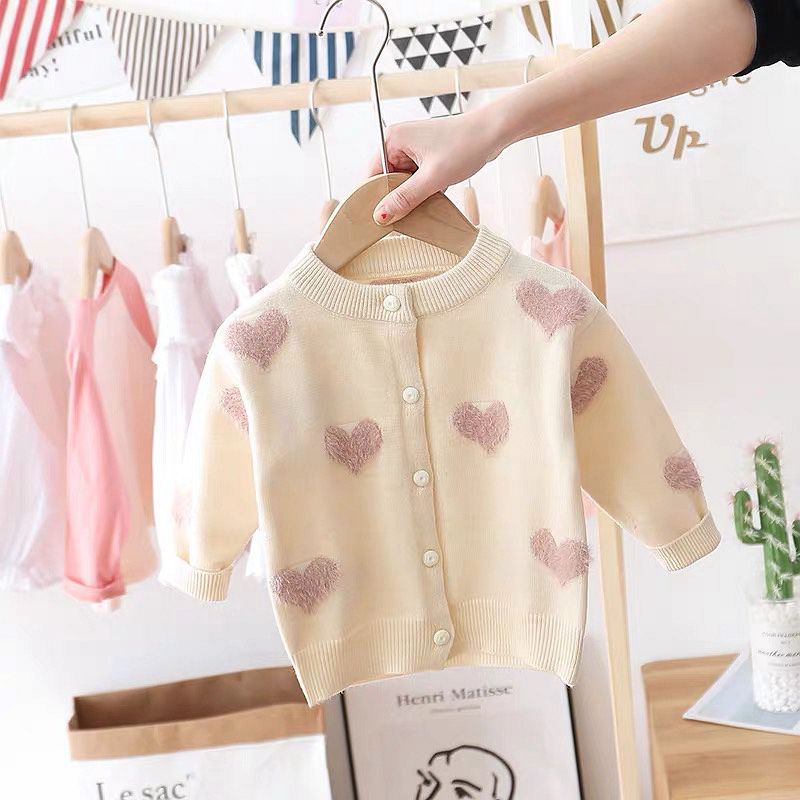 Girls Heart Knit Cardigan - Tokcobstore