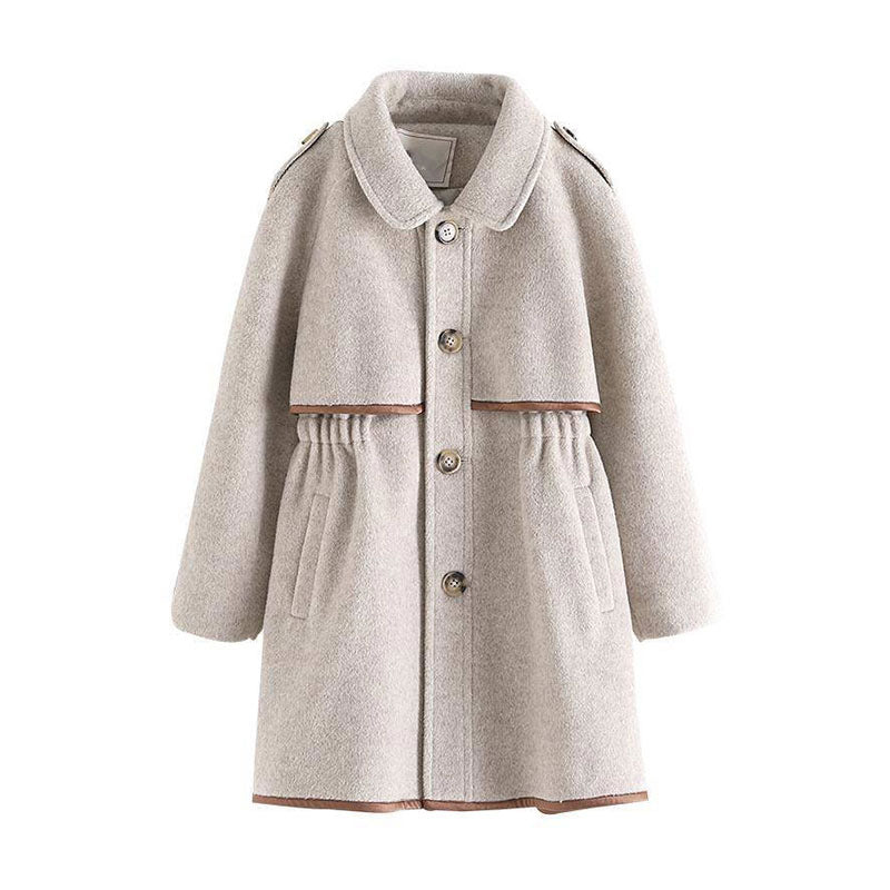 Older Children's Solid Color Woolen Coat, British Fashion Mid-length Coat, Waist Thickened - Tokcobstore