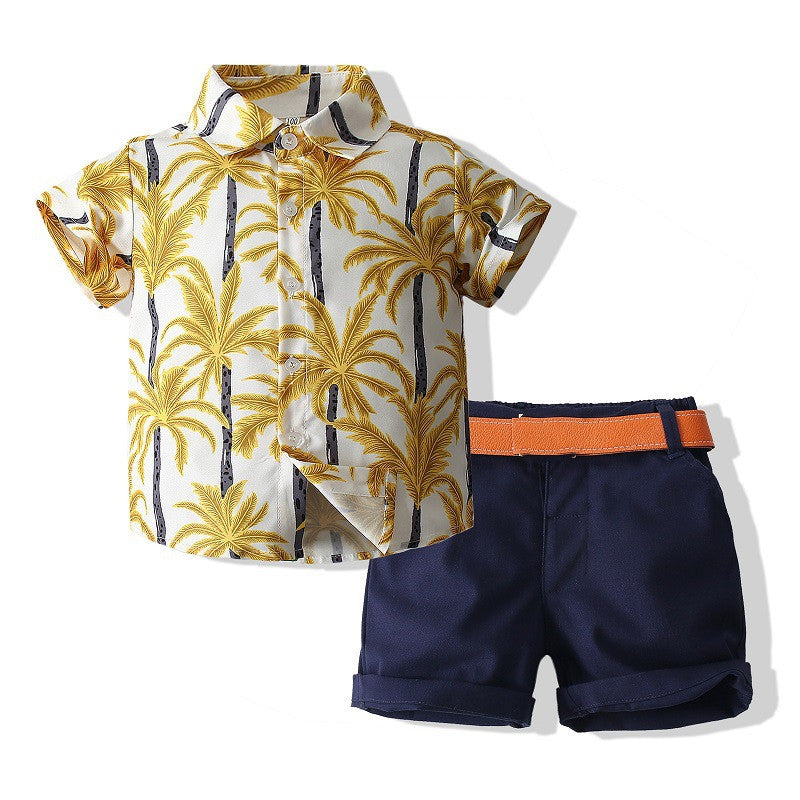 Boys Beach Style Short Sleeve Shirt Outfit - Tokcobstore