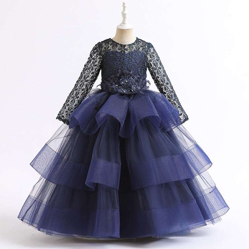 New Western-style Long-sleeved Sequin Children's Gauze Princess Skirt