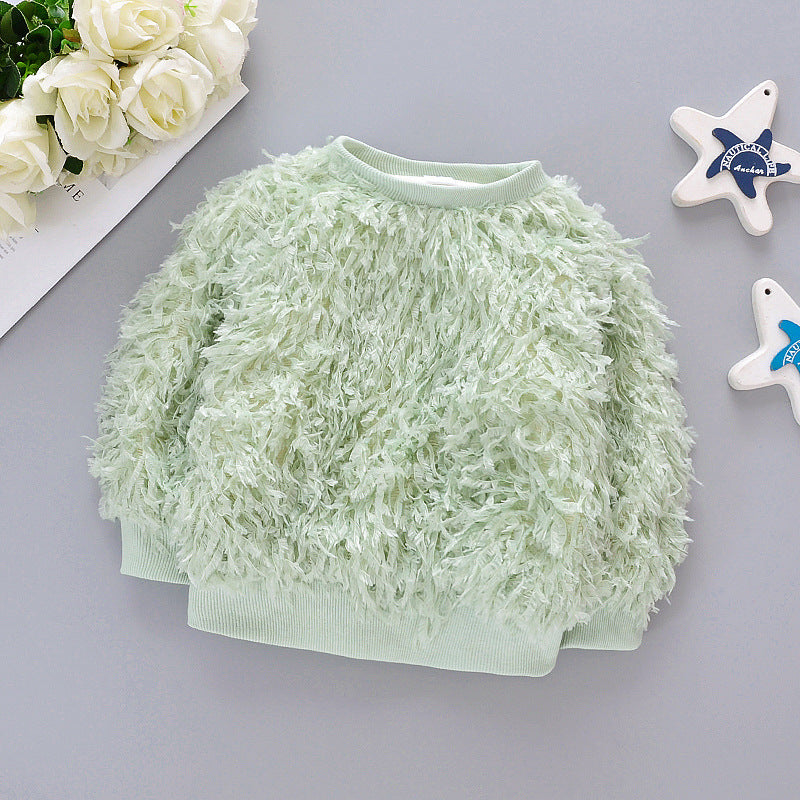 Princess Style Feather Tassel Candy Thickened Children's Sweater