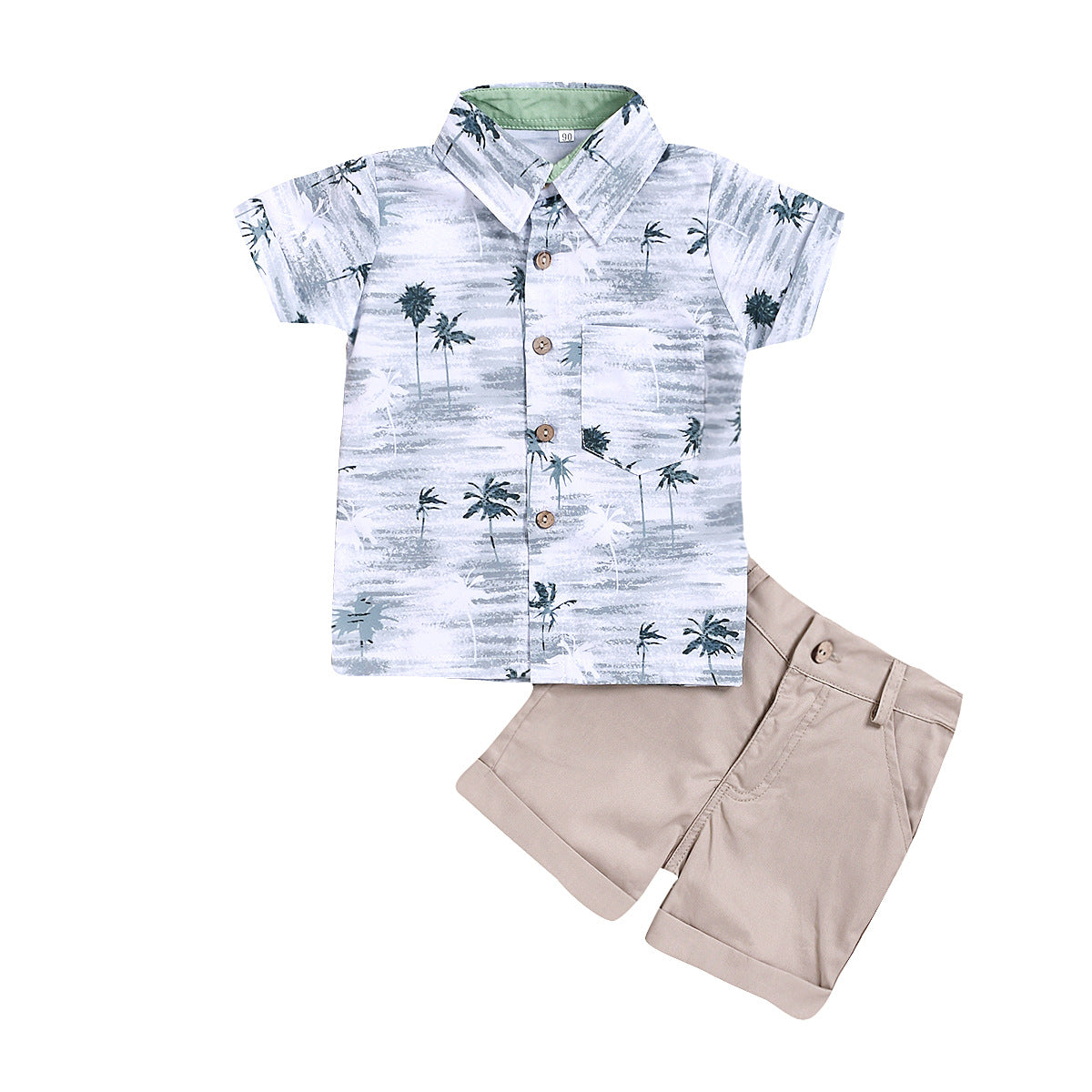 Summer New Boys Print Short-Sleeved Shirt And Shorts Suit - Tokcobstore
