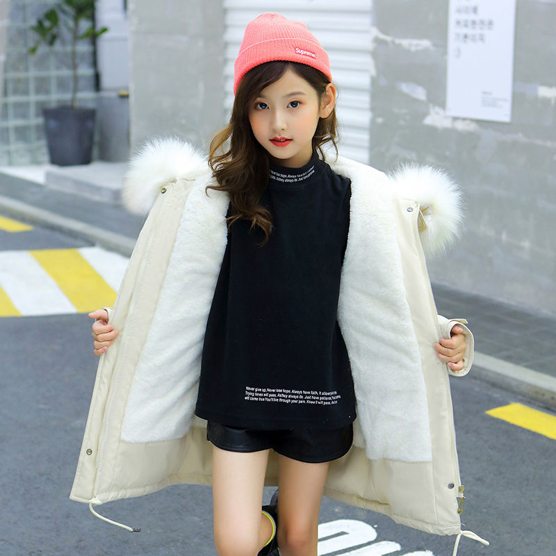Middle And Large Children's Cotton Coats In The Long Style With Velvet Liner - Tokcobstore