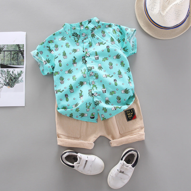 Printed boy shirt cactus top