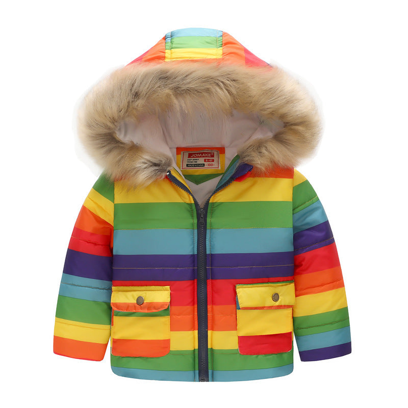 Printed hooded padded children's coat