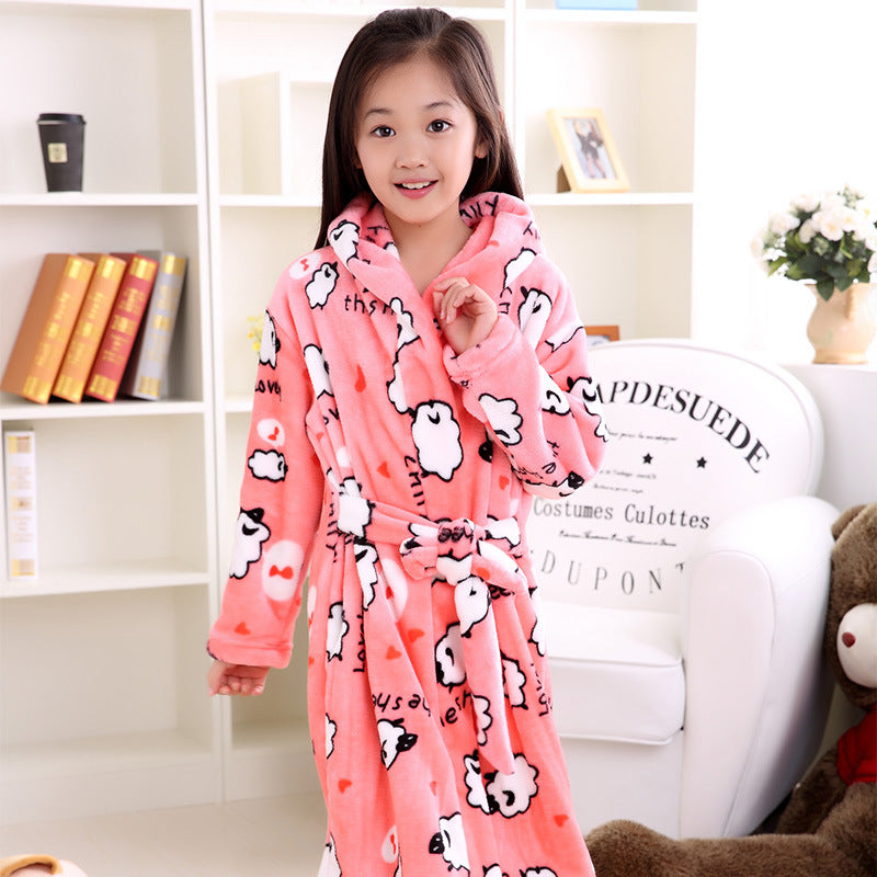 Plus velvet long sleeve children bathrobe - Tokcobstore