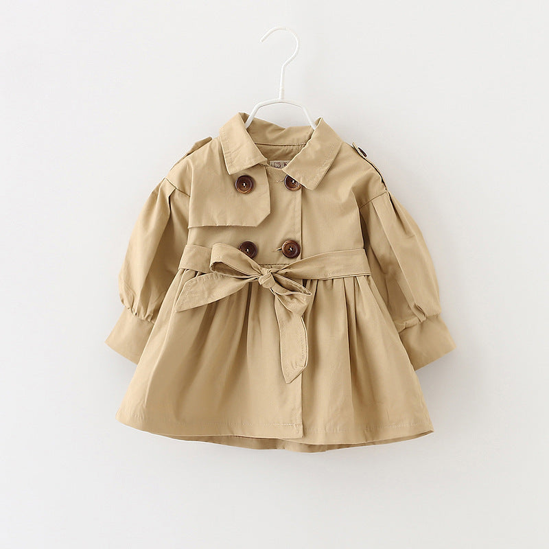 Double-breasted button trench coat belt trench coat skirt - Tokcobstore