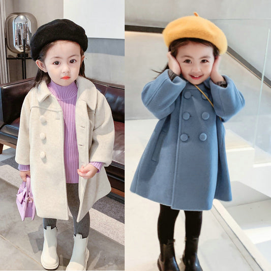 Cotton Padded Double-breasted Woolen Coat