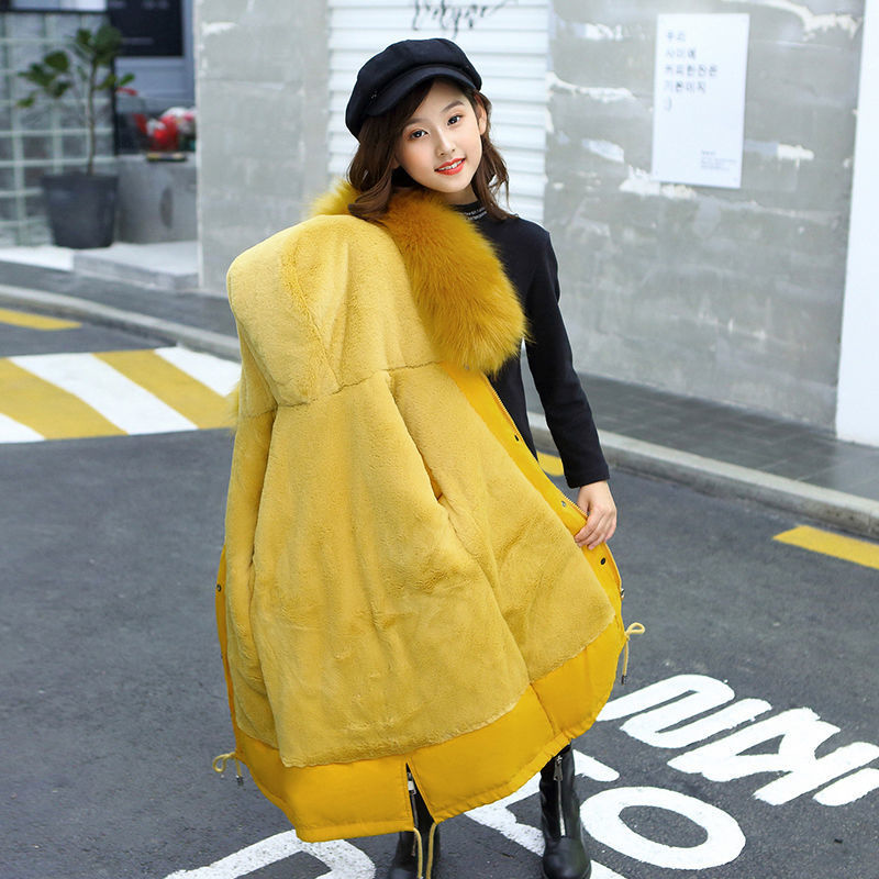 Middle And Large Children's Cotton Coats In The Long Style With Velvet Liner - Tokcobstore