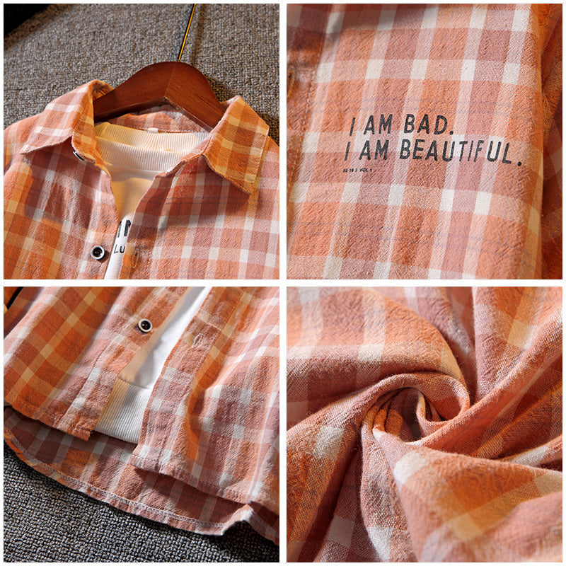Boys' Long-sleeved Plaid Shirt Casual Trendy And Handsome - Tokcobstore