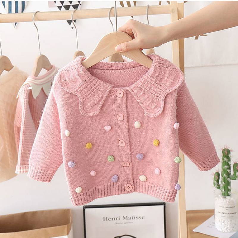 Girls' Knitted Cardigan Fashionable Baby Bottoming Long Sleeve