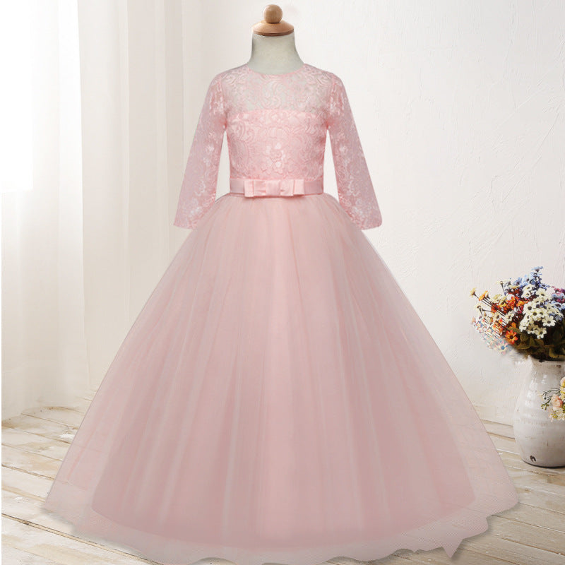 Children's dress long sleeve wedding flower girl skirt - Tokcobstore