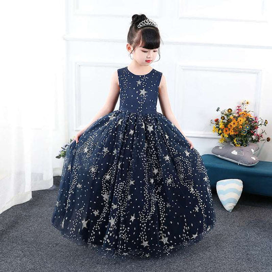 Blue Starry Girl Princess Dress