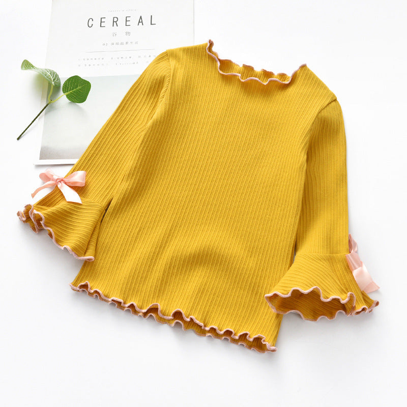 Long Sleeve Lace Bow T-Shirt