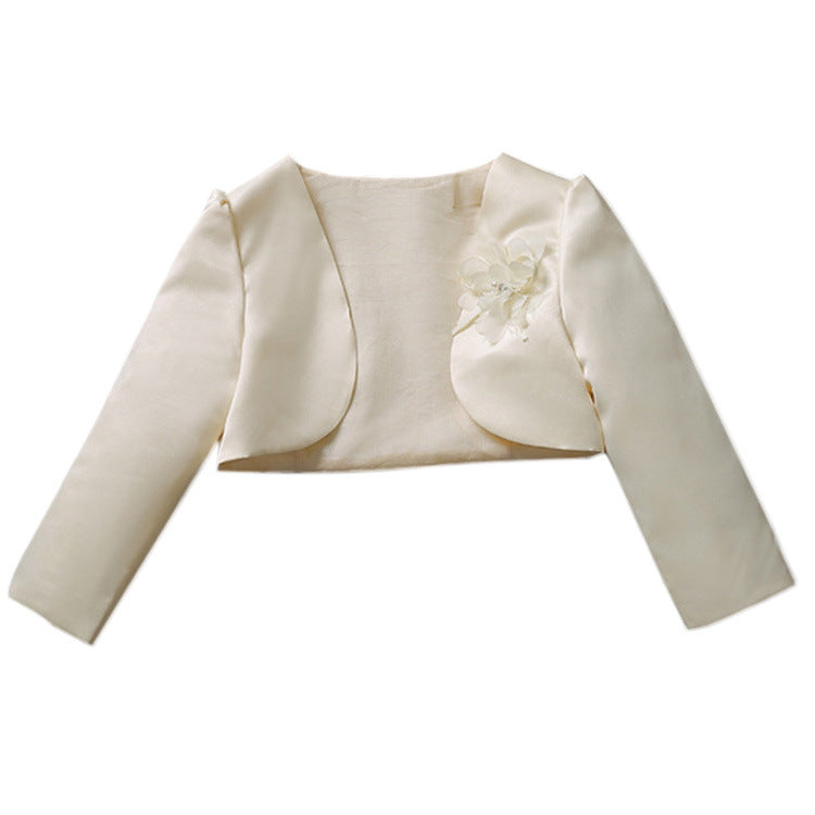 Girls' Long-Sleeved Dress Cardigan Children'S Princess Dress With Shawl Flower Girl Wedding Cloak - Tokcobstore