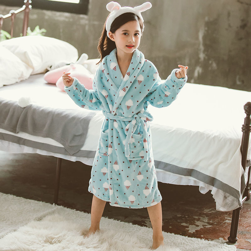 Children's Nightgown Thickened Flannel Girls Pajamas Baby Shan Home Service - Tokcobstore