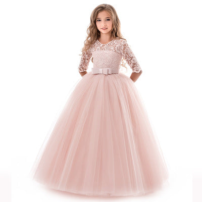 Children's dress long sleeve wedding flower girl skirt - Tokcobstore
