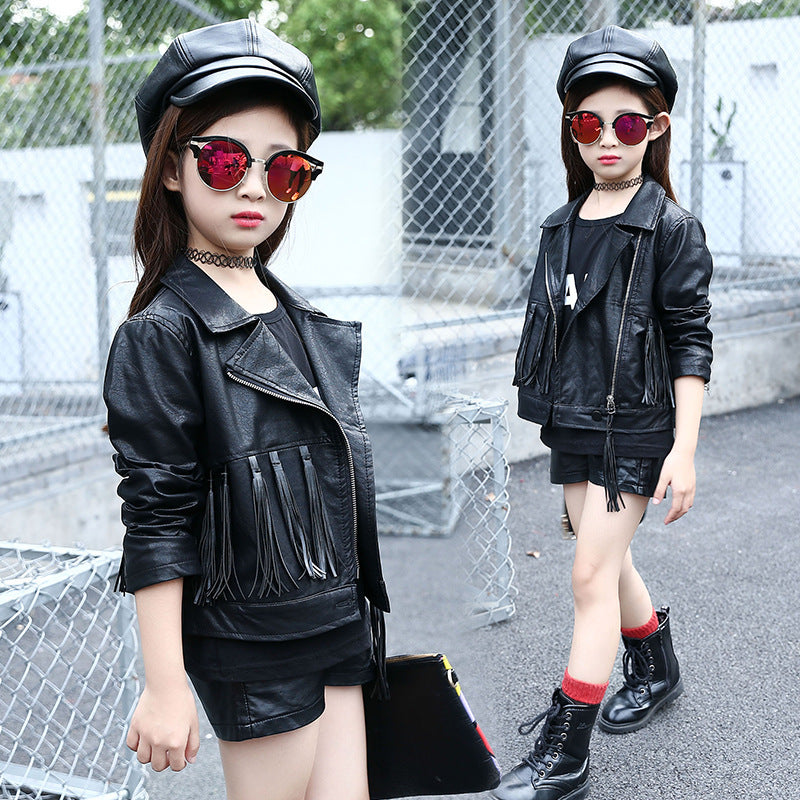 New Girls' Slim Fit Short Long Sleeve Tassel Jacket - Tokcobstore