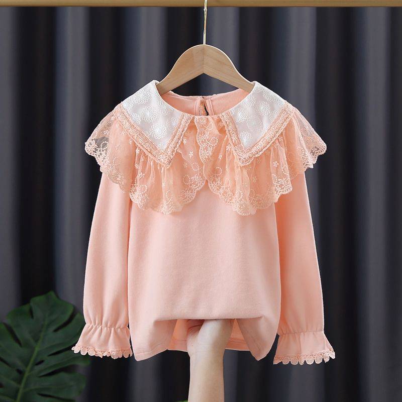 Girls Princess Lace Bottoming Shirt Long Sleeves