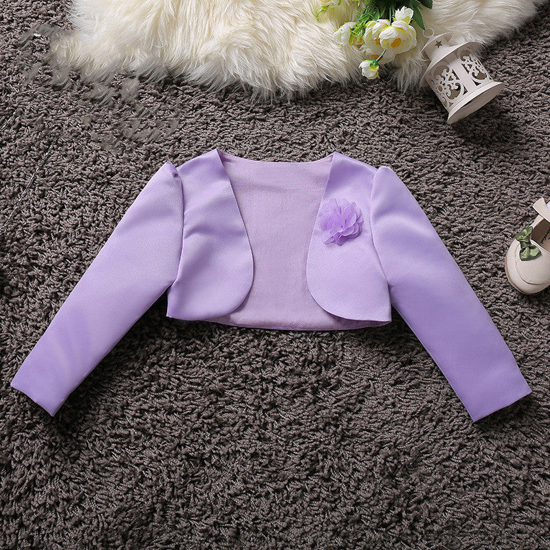 Girls' Long-Sleeved Dress Cardigan Children'S Princess Dress With Shawl Flower Girl Wedding Cloak - Tokcobstore