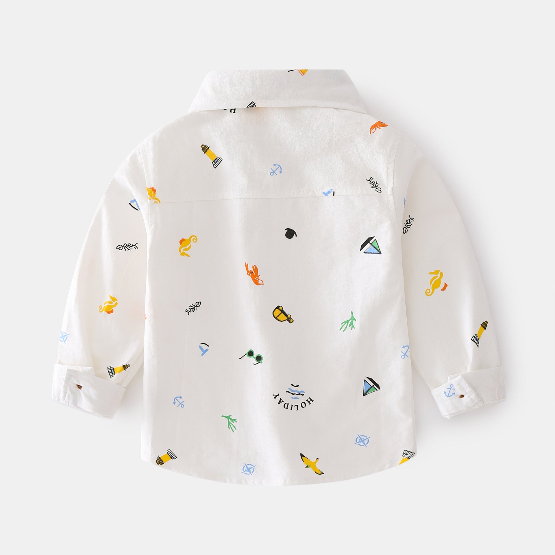 Boys Long Sleeve Lapel Shirt Cartoon Print Casual Shirt Kids Cool Long Sleeve Shirt - Tokcobstore