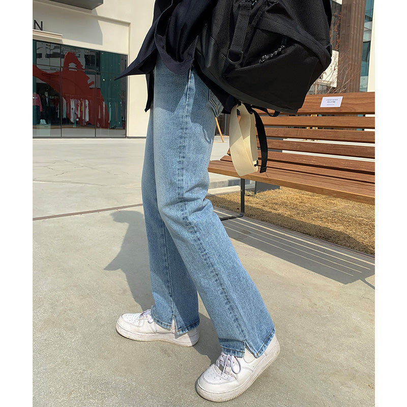 Jeans Boys Summer New Straight Loose Pants Korean Style Trend Blue Casual Trousers - Tokcobstore