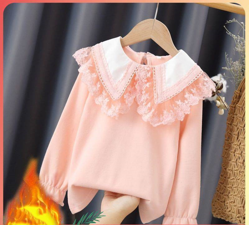 Girls Princess Lace Bottoming Shirt Long Sleeves