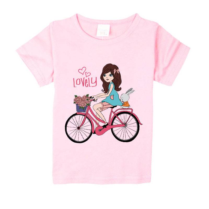 Bicycle Girl's Cotton Children's T-shirt