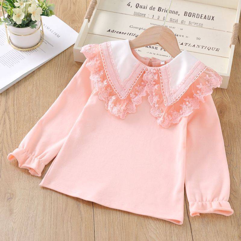 Girls Princess Lace Bottoming Shirt Long Sleeves