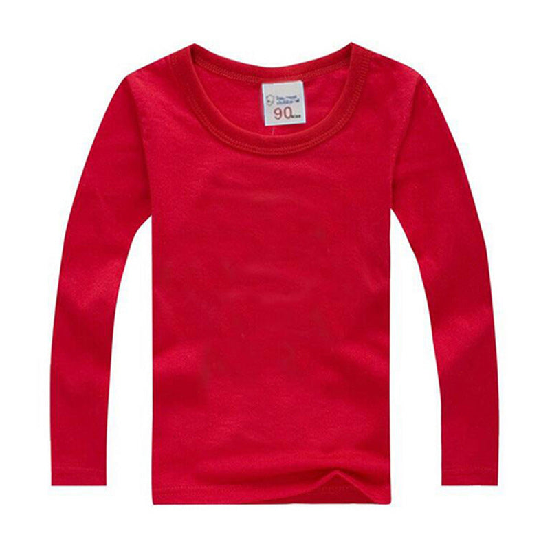 Autumn Children's Round Neck Solid Color Long-sleeved T-shirt