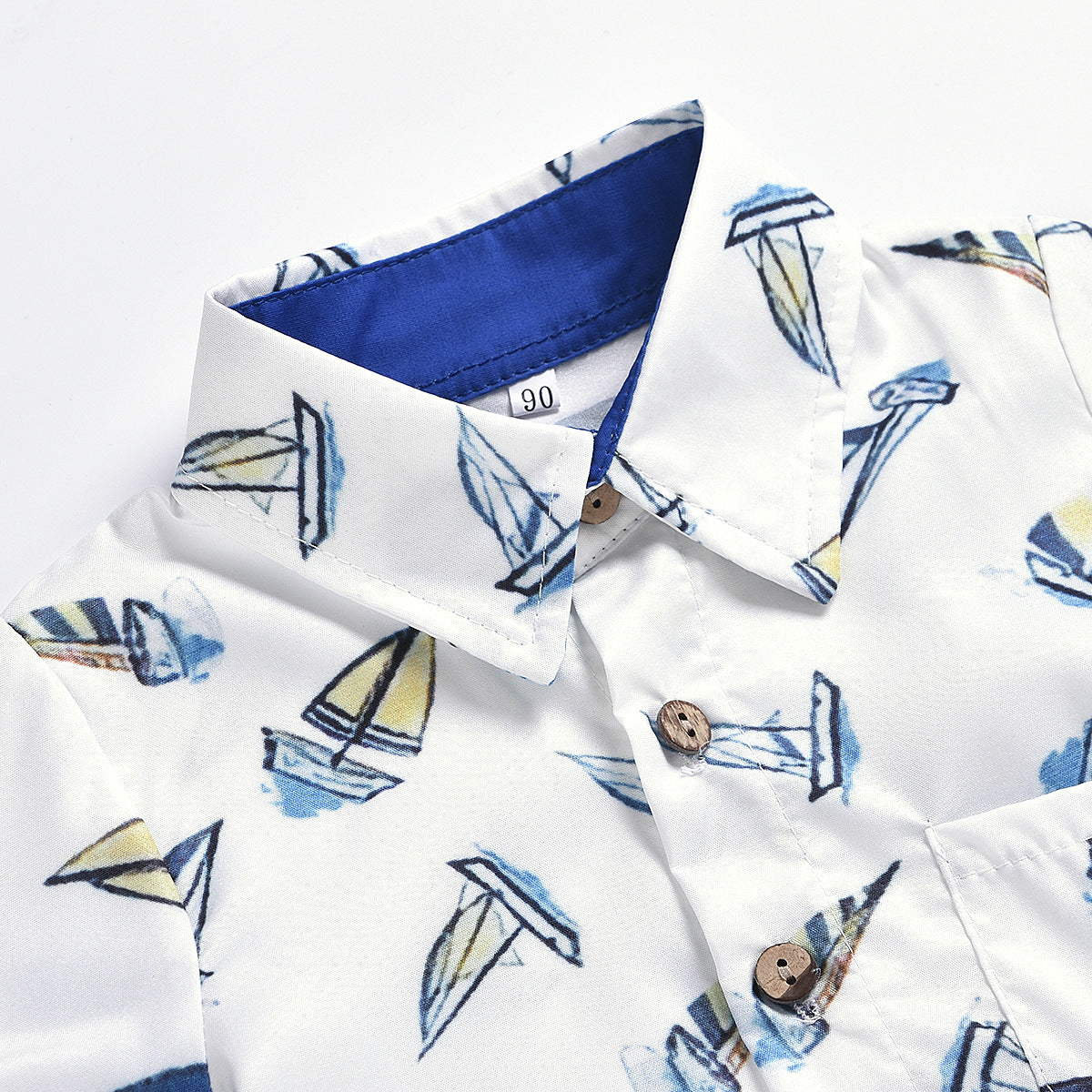 Summer Sailing Print Short-sleeved Shirt Suit Children's Shirt Shorts - Tokcobstore