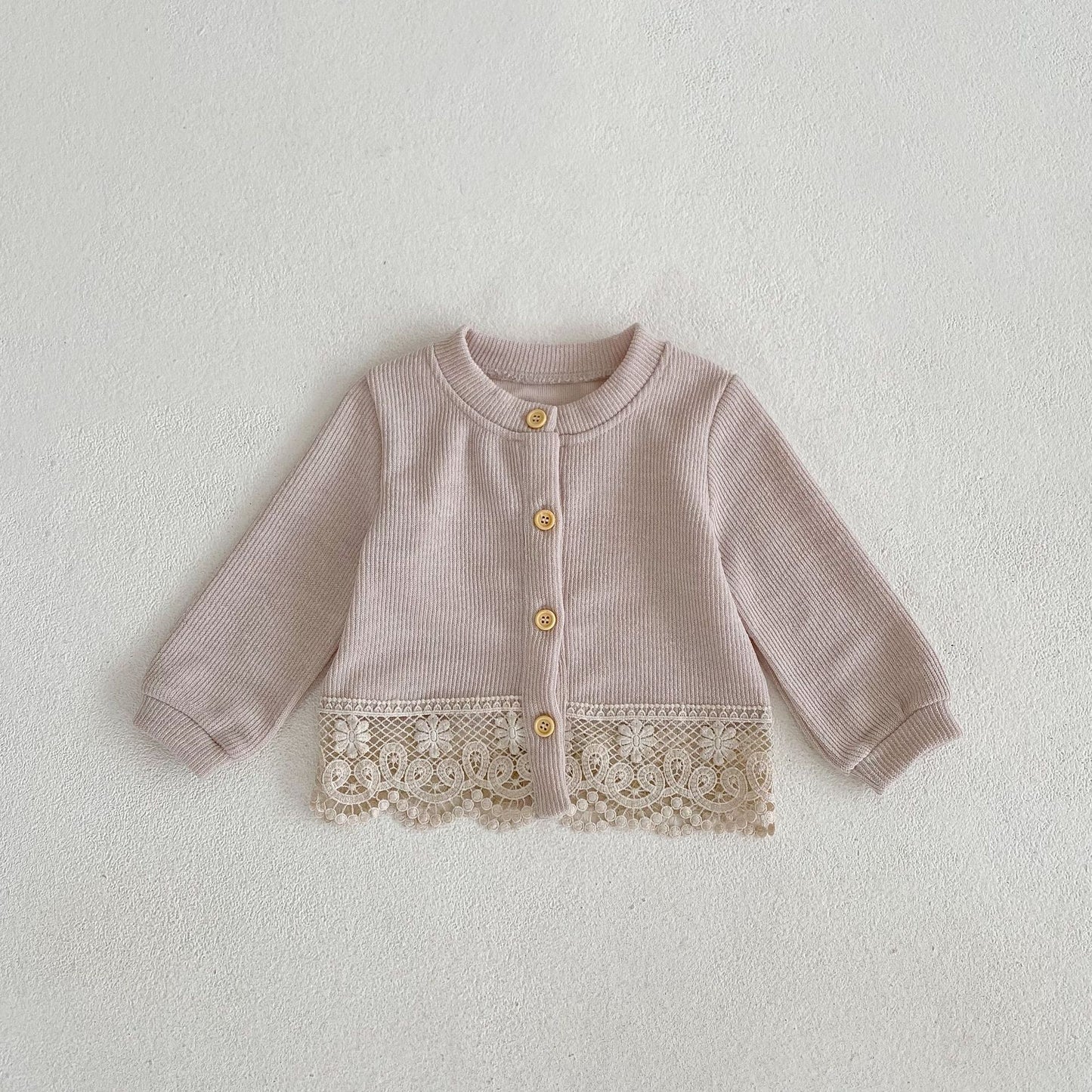 Autumn Baby Round Neck Lace Long-sleeved Jacket Knitted Cardigan - Tokcobstore