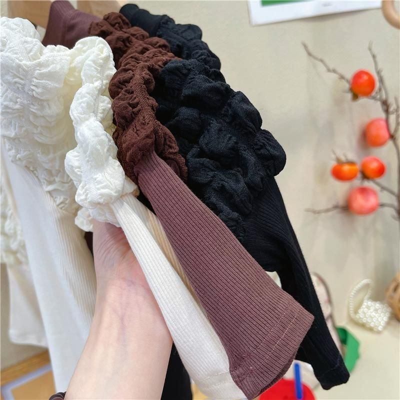 New White Shirt Top With Bubble Sleeves - Tokcobstore