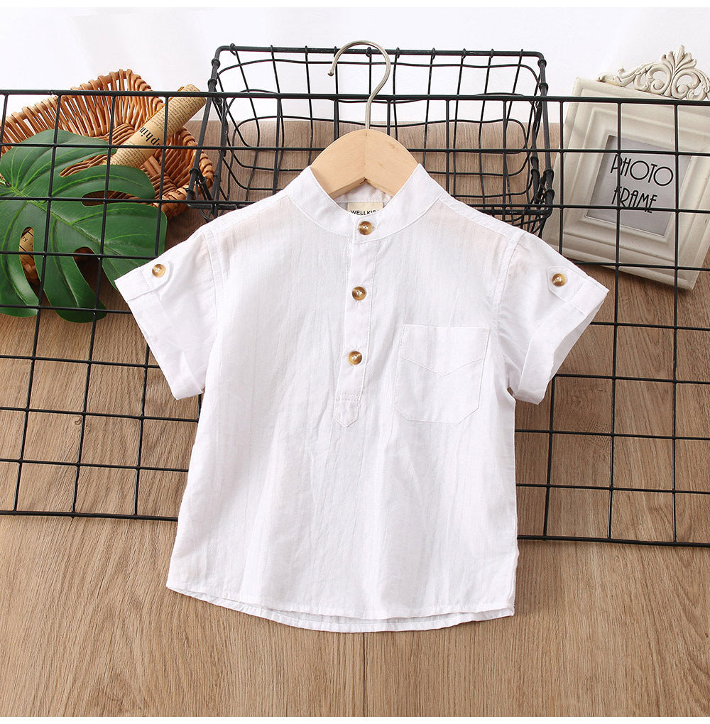 Boys' Summer Simplicity Solid Color Shirt Short Sleeve