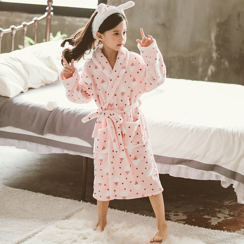 Children's Nightgown Thickened Flannel Girls Pajamas Baby Shan Home Service - Tokcobstore