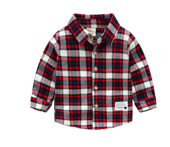 Fashion Cute Children's Plaid Shirt Long Sleeve Shirt