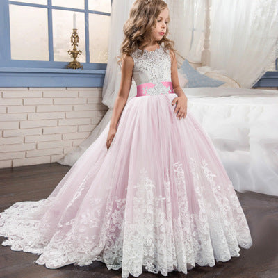 Girls' Wedding Dress Color Matching Puffy Princess Skirt - Tokcobstore
