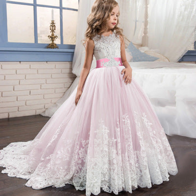 Girls' Wedding Dress Color Matching Puffy Princess Skirt