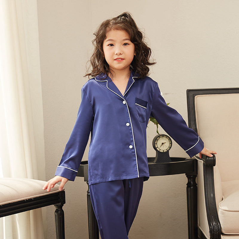 Thin Children's Loungewear Long Sleeve Silk Pajamas Summer Boys 'and Girls' Pajamas Suit - Tokcobstore