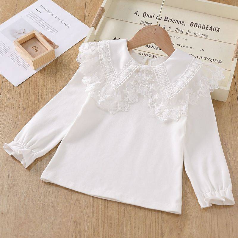 Girls Princess Lace Bottoming Shirt Long Sleeves