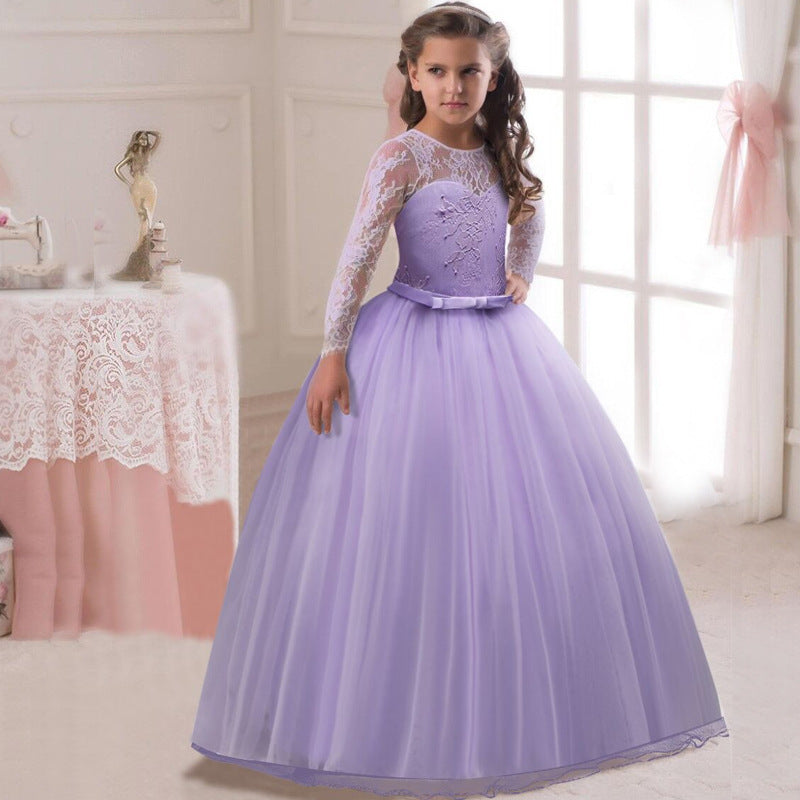 Kids Long Flower Girl Dress Dress - Tokcobstore