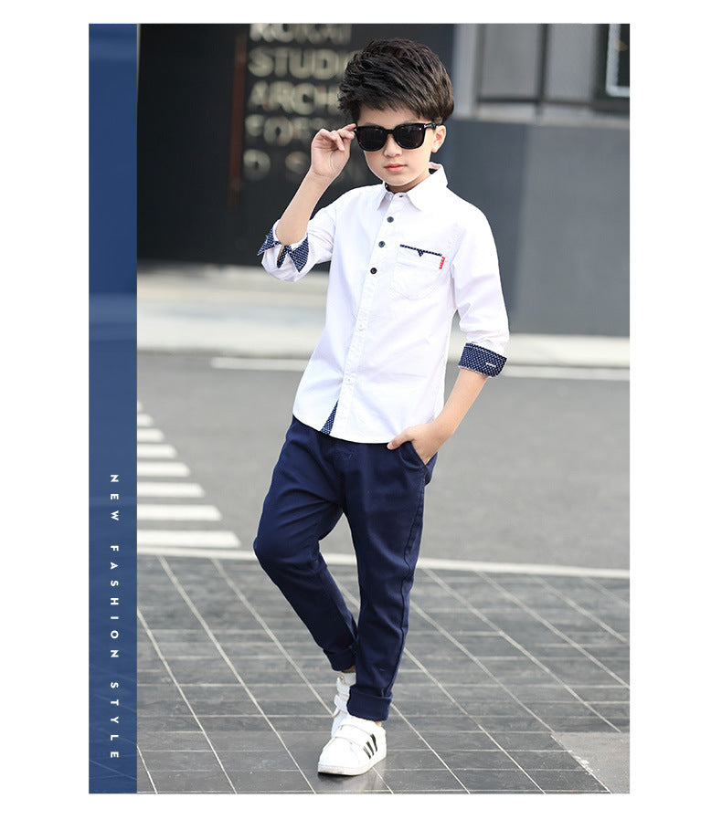 Children's Shirt Long-sleeved Autumn Casual Children's Striped Autumn Shirt