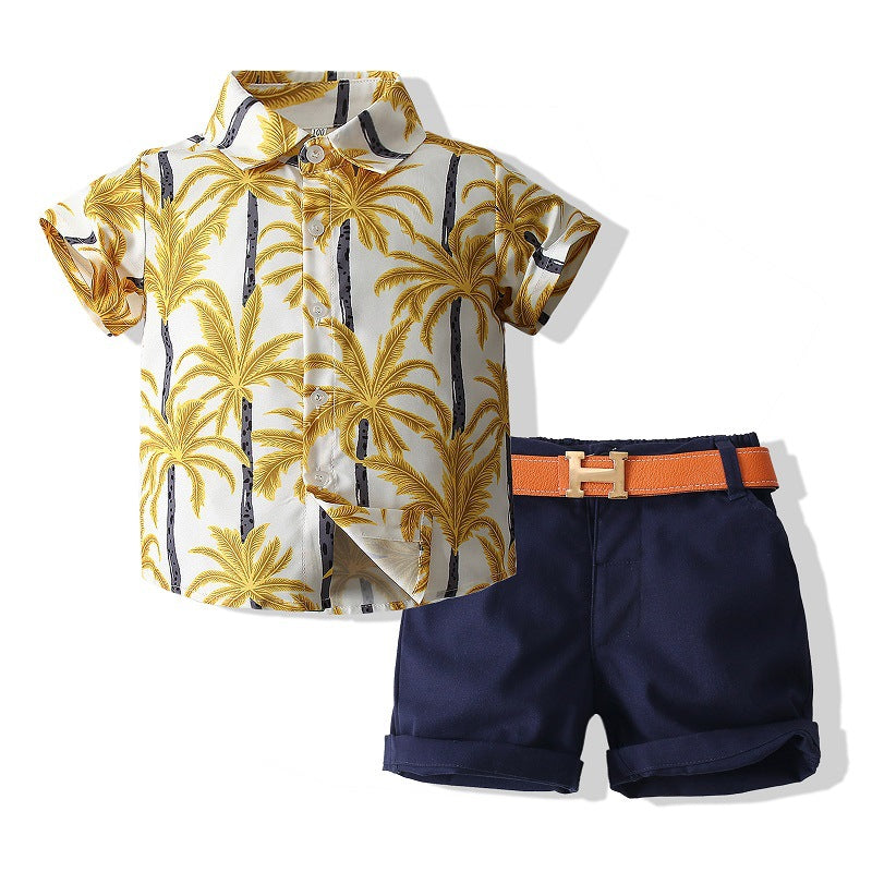 Boys Beach Style Short Sleeve Shirt Outfit - Tokcobstore