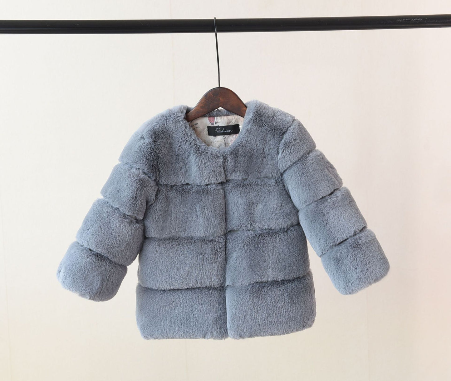 Faux Fur Middle And Large Girls Top Coat