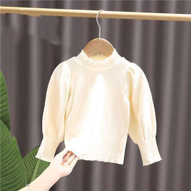 Girls Stand Collar Long Sleeve Puff Sleeves