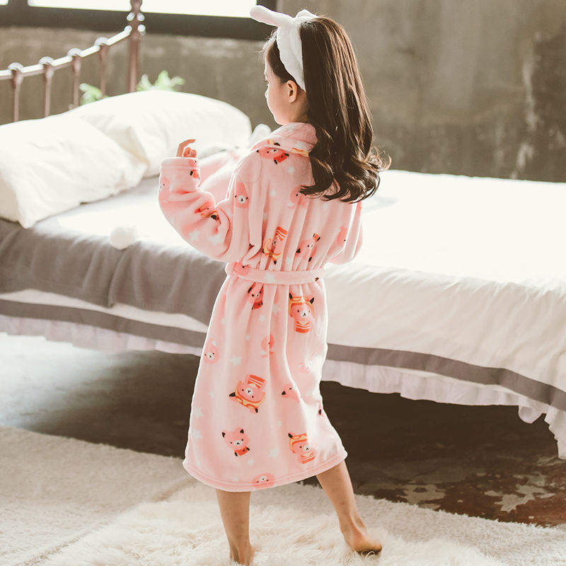 Children's Nightgown Thickened Flannel Girls Pajamas Baby Shan Home Service - Tokcobstore