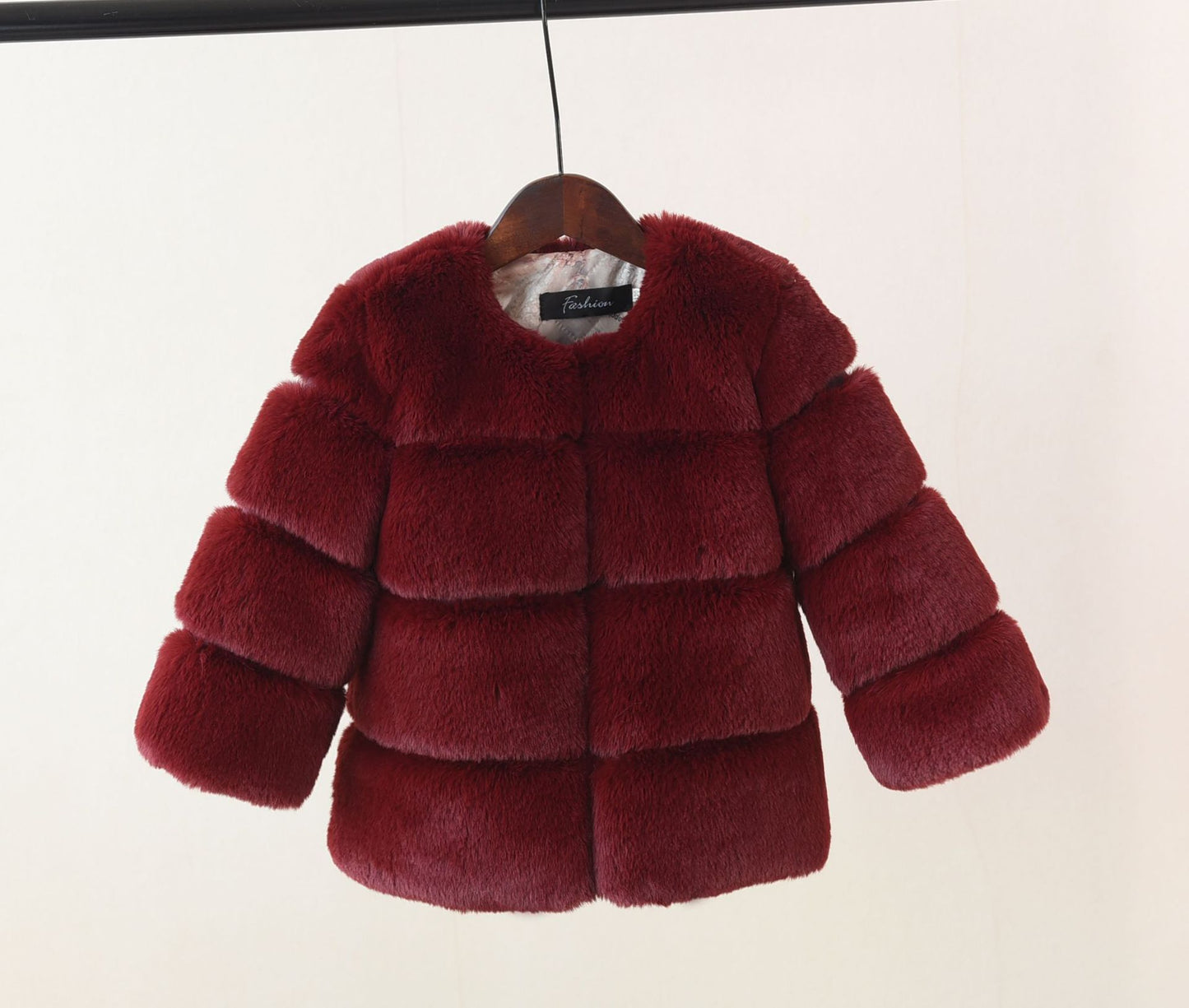 Faux Fur Middle And Large Girls Top Coat